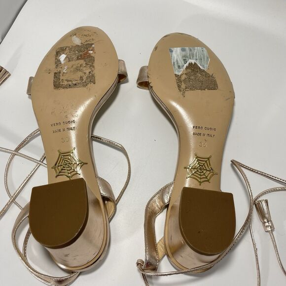 Charlotte Olympia Metallic Leather Ankle Tie Sandals Women’s US Sz 6 - Picture 3 of 6